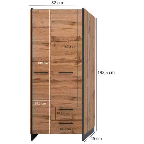 Wymiary szafy dwudrzwiowej Fellia 10X