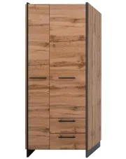 Duża szafa 80 cm dwudrzwiowa z szufladami dąb wotan + czarny - Fellia 10X w sklepie Edinos.pl