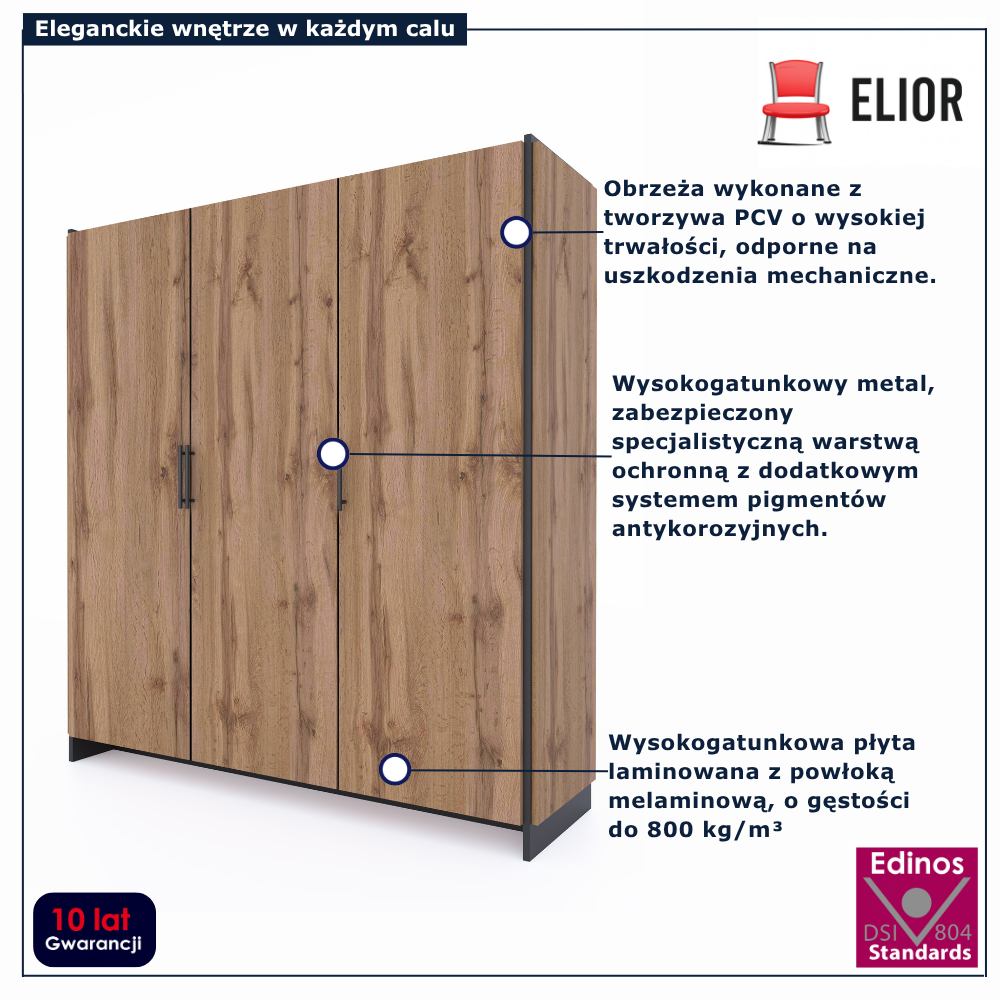 Duża szafa trzydrzwiowa do przechowywania Fellia 11X