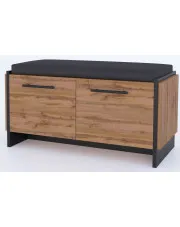 Szafka na buty z siedziskiem dąb wotan + czarny - Fellia 12X w sklepie Edinos.pl