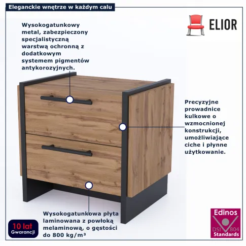 2 szafki nocne dąb wotan + czarny Fellia 13X