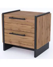 Zestaw 2 szafek nocnych z szufladami dąb wotan + czarny - Fellia 13X w sklepie Edinos.pl