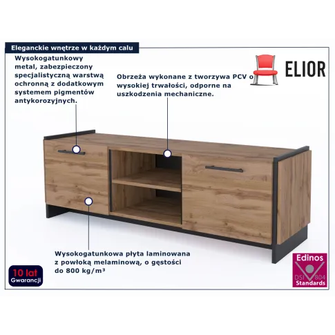 Nowoczesna szafka pod telewizor dąb wotan + czarny Fellia 14X
