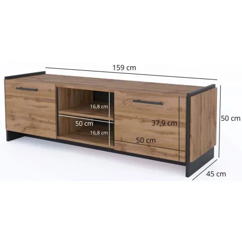 Wymiary szafki pod tv Fellia 14X dąb wotan + czarny