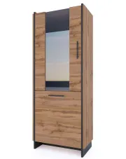 Wysoka szklana witryna do salonu i jadalni dąb wotan + czarny - Fellia 15X w sklepie Edinos.pl