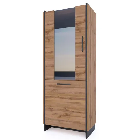 Wysoka szklana witryna na kieliszki Fellia 15X dąb wotan + czarny