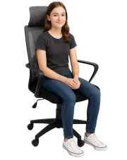 Czarno-szary młodzieżowy fotel obrotowy do biurka - Locarno w sklepie Edinos.pl