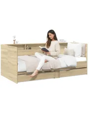 Drewniane łóżko młodzieżowe dla dziewczynki dąb sonoma 90x200 cm - Santa w sklepie Edinos.pl