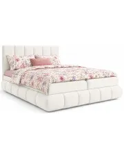 Kremowe tapicerowane łóżko kontynentalne 5 rozmiarów - Soressa 3X  w sklepie Edinos.pl