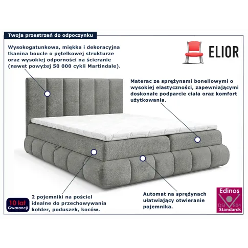 Szare łóżko tapicerowane Soressa 3X