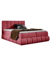 Czerwone łóżko tapicerowane welurem 5 rozmiarów - Soressa 4X  w sklepie Edinos.pl