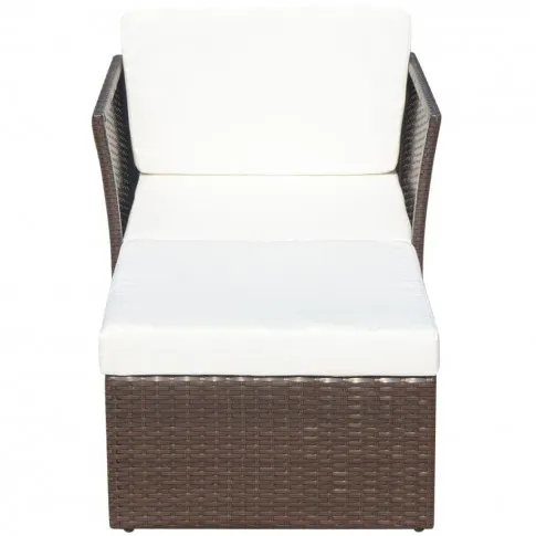 Przód brązowego fotela ogrodowego z podnóżkiem Bonta