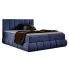 Granatowe łóżko kontynentalne 5 rozmiarów - Soressa 4X 