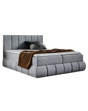 Szare łóżko kontynentalne z zagłókiem 5 rozmiarów - Soressa 4X  w sklepie Edinos.pl
