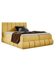 Żółte welurowe łóżko kontynentalne 5 rozmiarów - Soressa 4X  w sklepie Edinos.pl