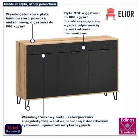 Długa komoda na nóżkach do sypialni Eccio 4X