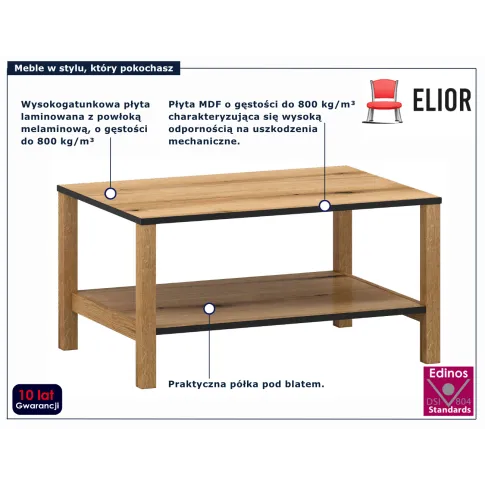 Prostokatny stolik nowoczesny do narożnika Eccio 5X