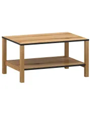 Prostokątna ława z półką dąb evok + czarny - Eccio 5X w sklepie Edinos.pl