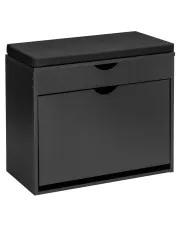 Otwierana czarna szafka na buty z siedziskiem - Imandi w sklepie Edinos.pl