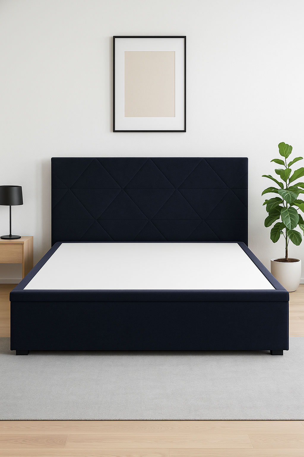 Sypialnia z pluszowym łóżkiem z pikowanym zagłówkiem Eccio 7X