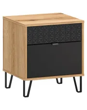 Szafka nocna z szufladą na nóżkach dąb evok + czarny - Eccio 10X w sklepie Edinos.pl