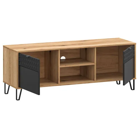 Wnętrze stolika RTV do salonu Eccio 11X dąb evok + czarny