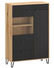 Niska witryna szklana dąb evok + czarny - Eccio 13X w sklepie Edinos.pl