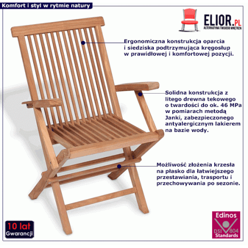 Fotografia Składane drewniane krzesła ogrodowe Ficaro 2X - 2 szt z kategorii Krzesła