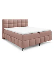 Jasnoróżowe łóżko tapicerowane z pojemnikiem 5 rozmiarów - Ravesso w sklepie Edinos.pl