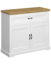 Komoda z szufladą i dwudrzwiową szafką biały + dąb harbor - Epium 3X w sklepie Edinos.pl