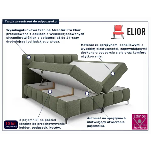 Zielone łóżko pikowane Ravesso