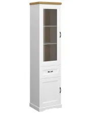 Wysoka klasyczna witryna do jadalni szklana biały + dąb harbor - Epium 10X w sklepie Edinos.pl