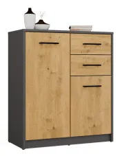 Nowoczesna komoda dąb artisan+antracyt - Nondo 3X w sklepie Edinos.pl