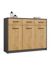 Nowoczesna komoda z 3 szufladami dąb artisan+antracyt - Nondo 4X w sklepie Edinos.pl