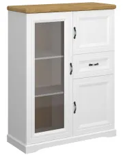 Niska witryna do salonu, jadalni biały + dąb harbor - Epium 11X w sklepie Edinos.pl