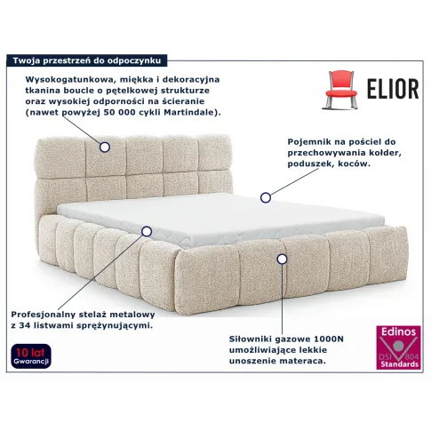 Łóżko tapicerowane Mellario kremowe