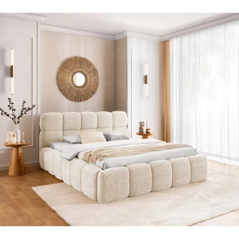 Wizualizacja wnętrza z kremowym lozkiem Mellario