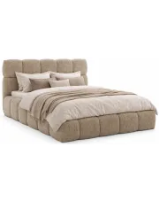 Szaro-beżowe łóżko tapicerowane chmurka 5 rozmiarów - Mellario w sklepie Edinos.pl