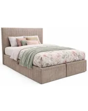 Beżowe sztruksowe łóżko kontynentalne 5 rozmiarów - Masseno w sklepie Edinos.pl