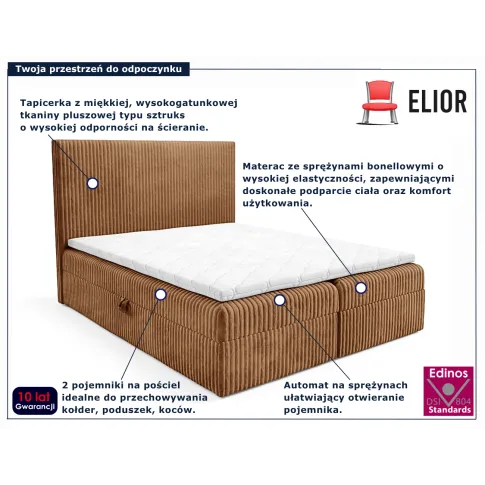 Tapicerowane łóżko Masseno rude