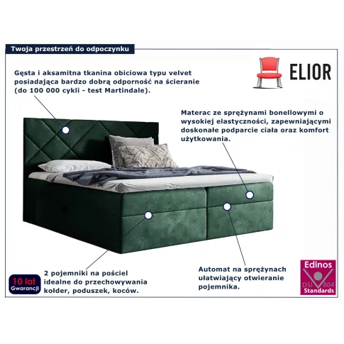 Łóżko tapicerowane Ressari zielony