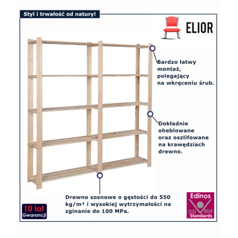 Zdjęcie drewniany regał do spiżarni na przetwory Pinewood | Edinos.pl