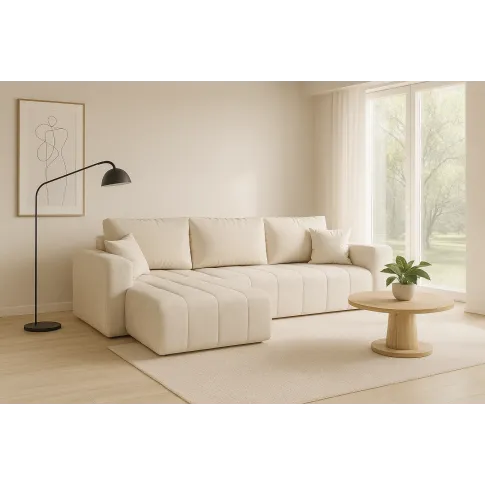 Aranżacja wnętrza z kremowym narożnikiem Ressani