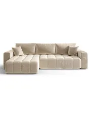 Beżowy rozkładany narożnik L - Ressani w sklepie Edinos.pl