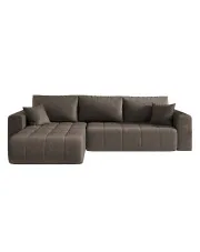 Brązowy welurowy narożnik L z funkcją spania - Ressani w sklepie Edinos.pl