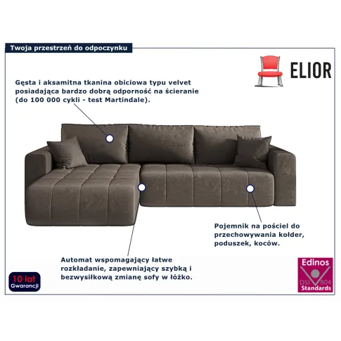 Narożnik Ressani w kolorze brązowym