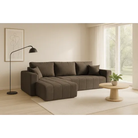 Wizualizacja wnętrza z narożnikiem Ressani w kolorze brązowym