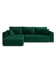 Zielony narożnik rozkładany tapicerowany welurem - Ressani w sklepie Edinos.pl