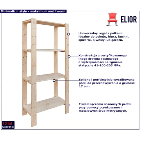 Zdjęcie sosnowy regał do spiżarni, piwnicy Santiago | Edinos.pl