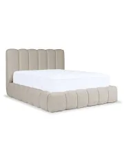 Beżowe łóżko tapicerowane boucle 5 rozmiarów - Nuvessa w sklepie Edinos.pl